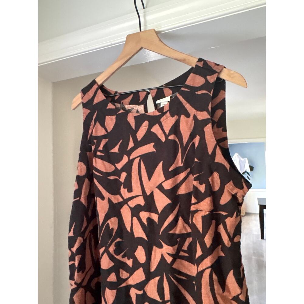 A New Day Linen Sleeveless Mini Dress Plus XXL Brown Black Print - Picture 3 of 7
